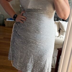 Max Studio Asymmetrical Black and White Striped Dress